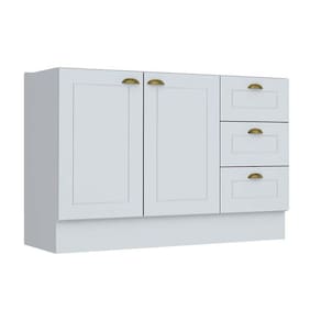 Balcão De Cozinha Modulado Americana 2 Portas E 3 Gavetas P/ Pia 120cm S/tampo Branco - Henn