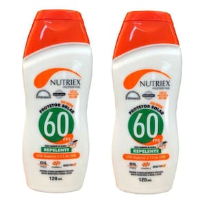 Protetor Solar FPS 60 com Repelente 120 ML Bisnaga com 2 Unidades NUTRIEX
