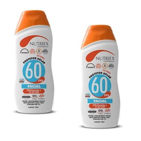 Protetor Solar Facial FPS 60 120 ML Bisnaga com 2 Peças NUTRIEX