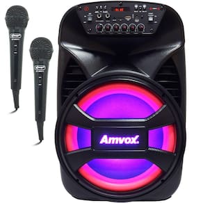 Caixa Som Amplificada Portátil Bluetooth 480W Rms Led Bateria Tws Amvox Aca 480 Viper II 2 Microfone