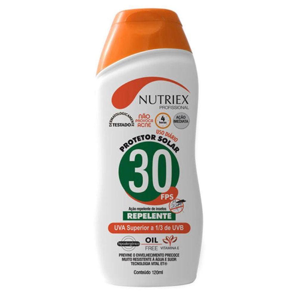 Protetor Blolqueador Solar FPS 30 com Repelente 120 ML NUTRIEX