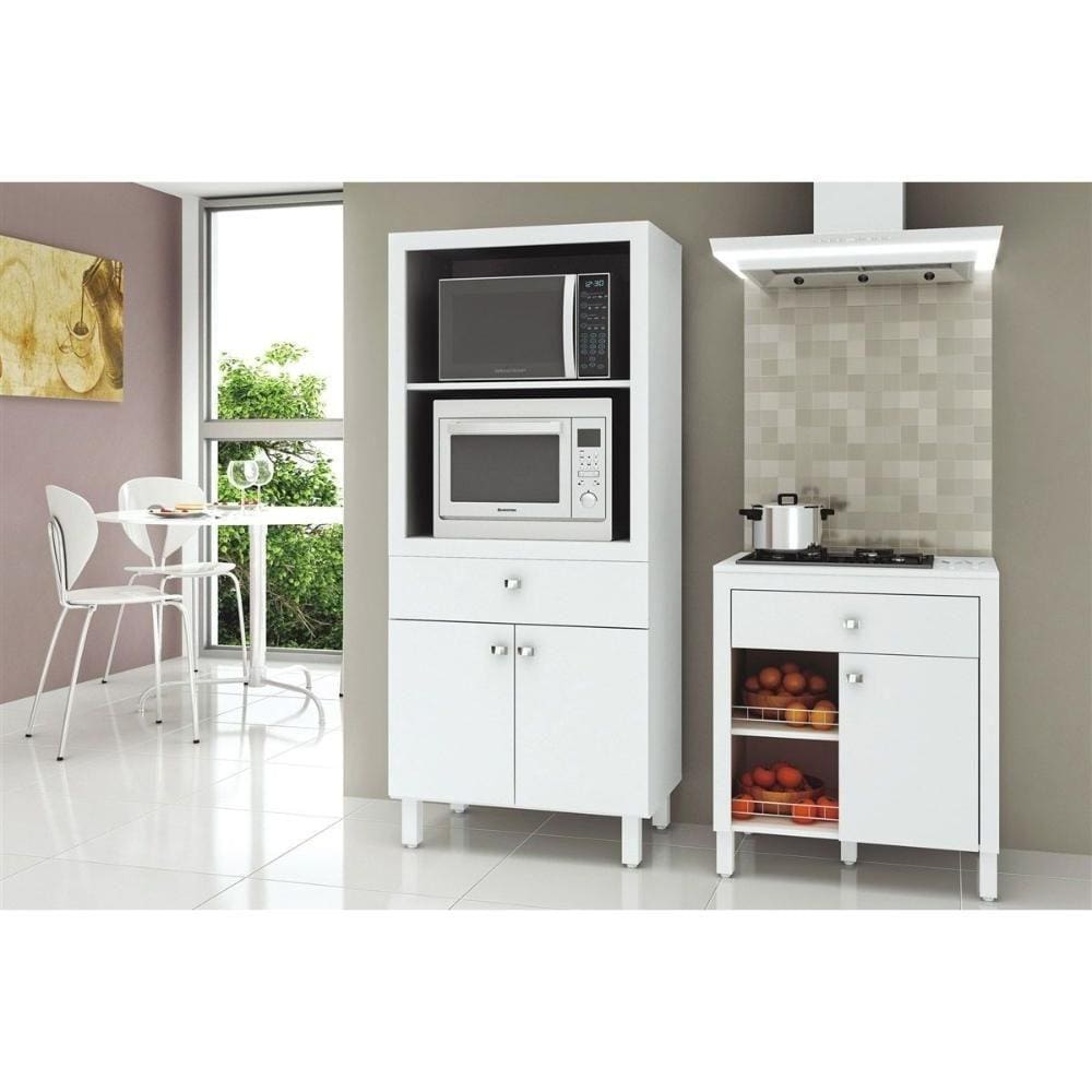 Paneleiro De Cozinha Bl-3305 C/ 2 Portas E 1 Gaveta (1 Forno) 68cm Branco - Tecno Mobili