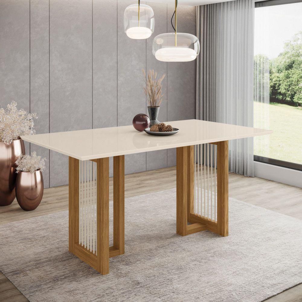 Mesa de Jantar com Tampo MDF Canto Reto 160 Cm Yara Henn