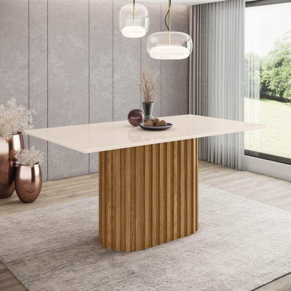 Mesa de Jantar Tampo de MDF Canto Reto 160 Cm Solana Henn