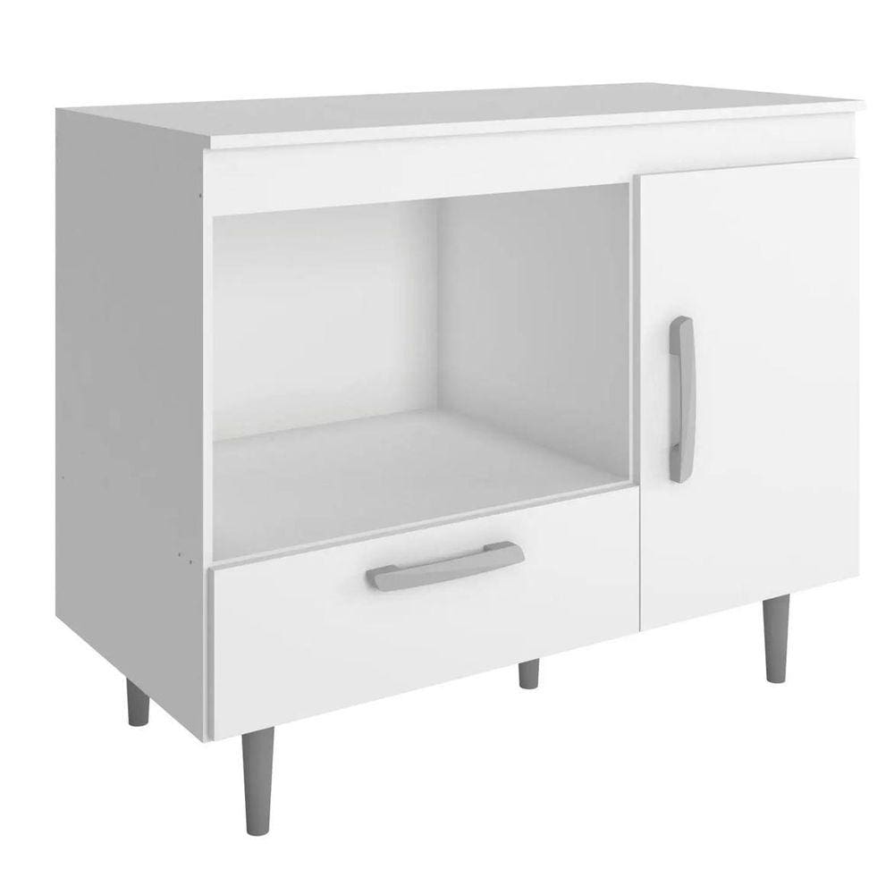 Balcão de Cozinha Multiuso 1 Porta 1 Gaveta Cor Branco - Poliman Móveis