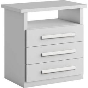 Mesa de Cabeceira 3 gavetas telescópicas - Malibu-Branco - Bianchi Móveis
