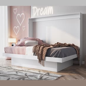 Cama de Casal Articulável Horizontal com Estação de Trabalho Latino Art In Móveis Branca