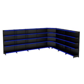 Gondola Parede 196 Flex Kit 7 Metros 1 Canto Preto Pe Azul