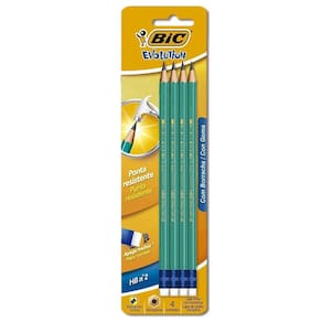 Lápis Preto Nº 02 Com Borracha Bic Evolution Kit C/4 Un Hexa