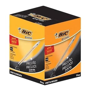 Caneta esferográfica Cristal fina preta caixa com 100 unidades - Bic
