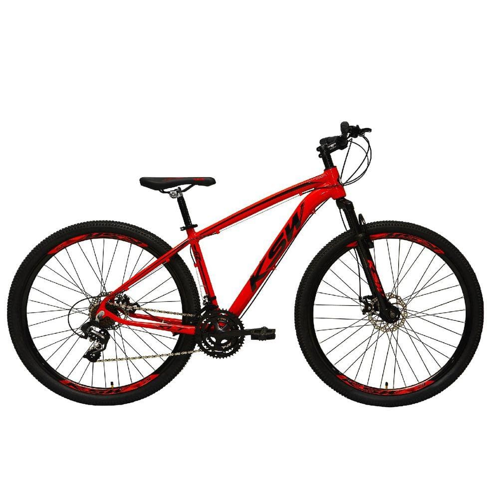 Bicicleta Aro 29 Ksw Xlt Alumínio 24v Câmbios Shimano Garfo com Trava no Ombro - Vermelho