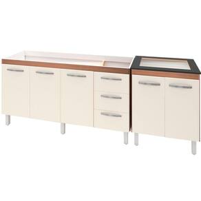 Balcao Pia 120cm e Multiuso 2 Portas 70cm Savana Off White Mobbs