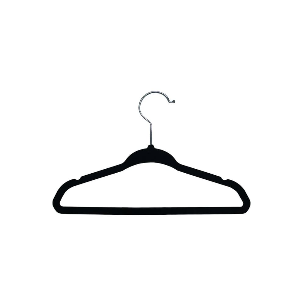Cabide Veludo Slim Preto Kit 50 pçs