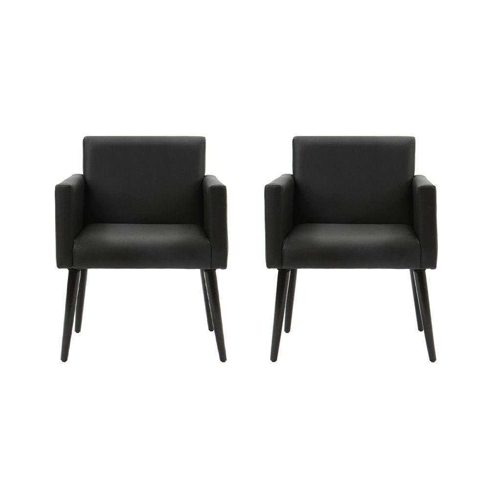 Kit 2 Poltronas Luca em Tecido Sintético Pé Palito - Preto