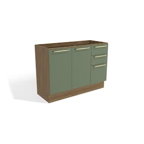 Balcão de Pia 120cm 2 Portas 3 Gavetas Kappesberg Nogueira/Verde Oliva