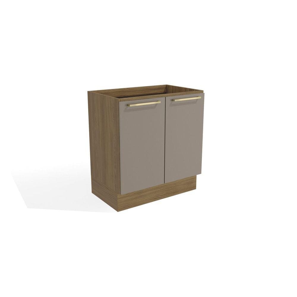 Balcão de Cozinha 80cm 2 Portas Madeira Kappesberg Nogueira/Cinza