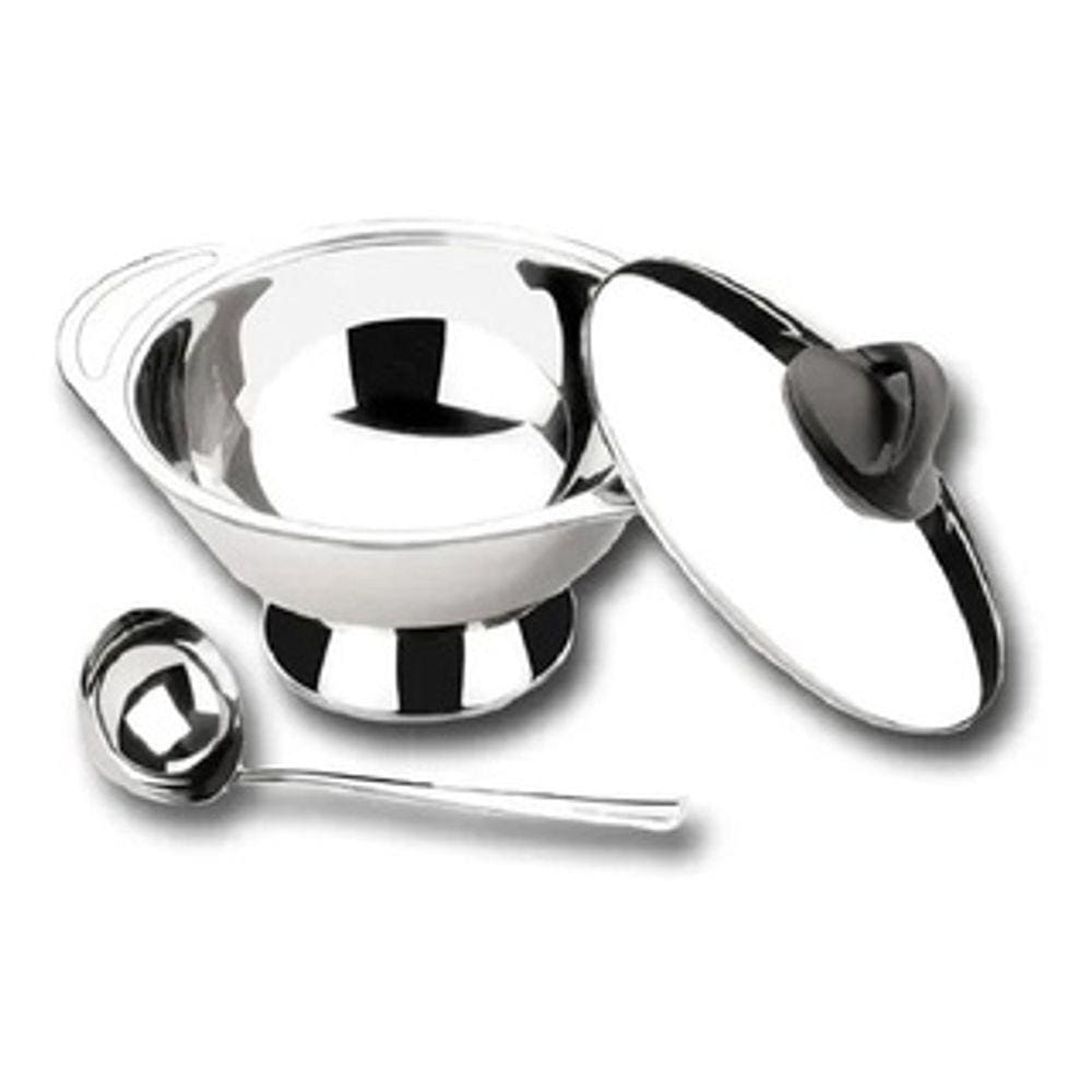 Sopeira Aço Inox Grande 1,7l Para Feijoada Caldo Sopa 3 Peça