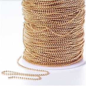 Corrente De Bolinha Em Metal 2.4Mm Dourado Com 100 Metros