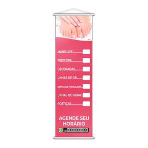 Banner Nail Design Manicure e Pedicure Contato 100x30cm