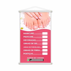 Banner Nail Design Manicure e Pedicure Contato 60x40cm
