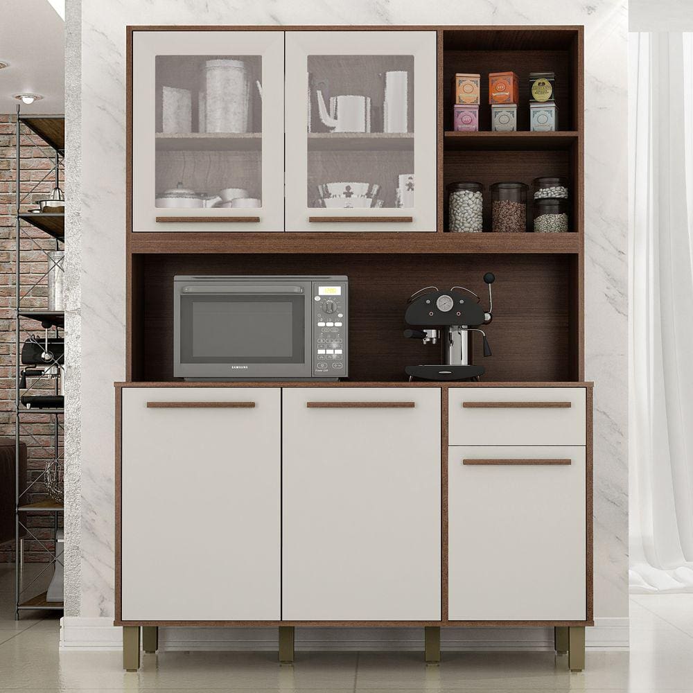 Armário para Cozinha 5 Portas 1 Gaveta Rubi Valdemóveis Chocolate/Off White