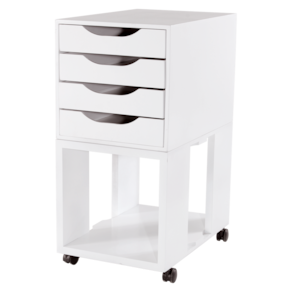Organizado de Escritório Gaveteiro Easy Box MDF 4 Gavetas com Rodízios Branco