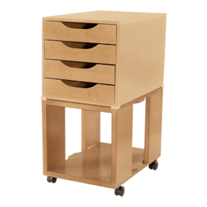 Organizado de Escritório Gaveteiro Easy Box MDF 4 Gavetas com Rodízios Natural