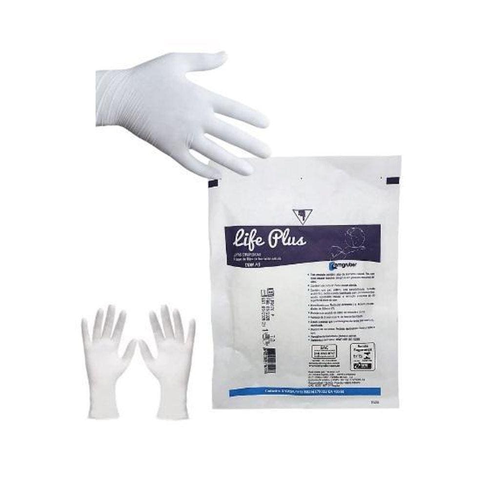 Luva Cirurgica Life Plus - Esteril - 7,5 Pact 20 Pares