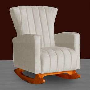 Poltrona Estofada de Balanço Melinda Suede Bege - LM DECOR