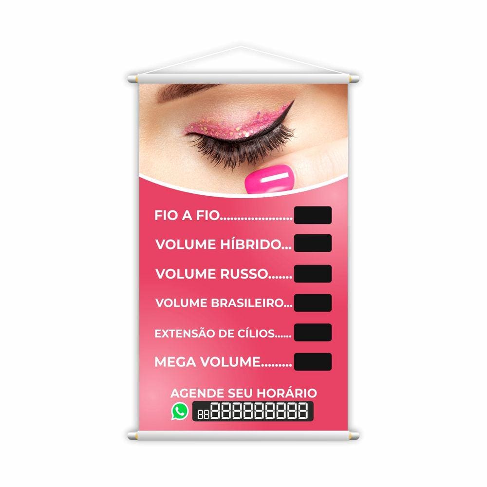 Banner Cílios Procedimentos Preço Salão Contato Grande