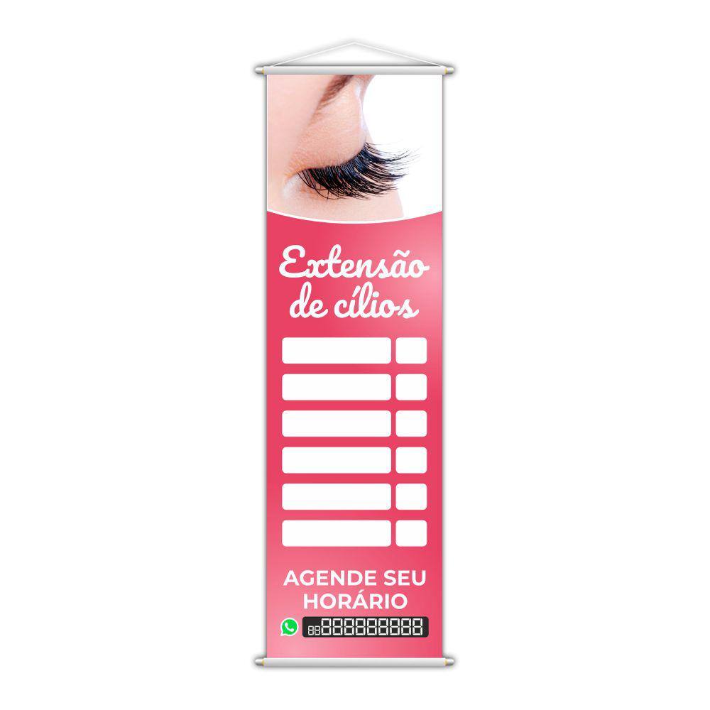 Banner Extensão de Cílios Preço Contato Salão 100x30cm