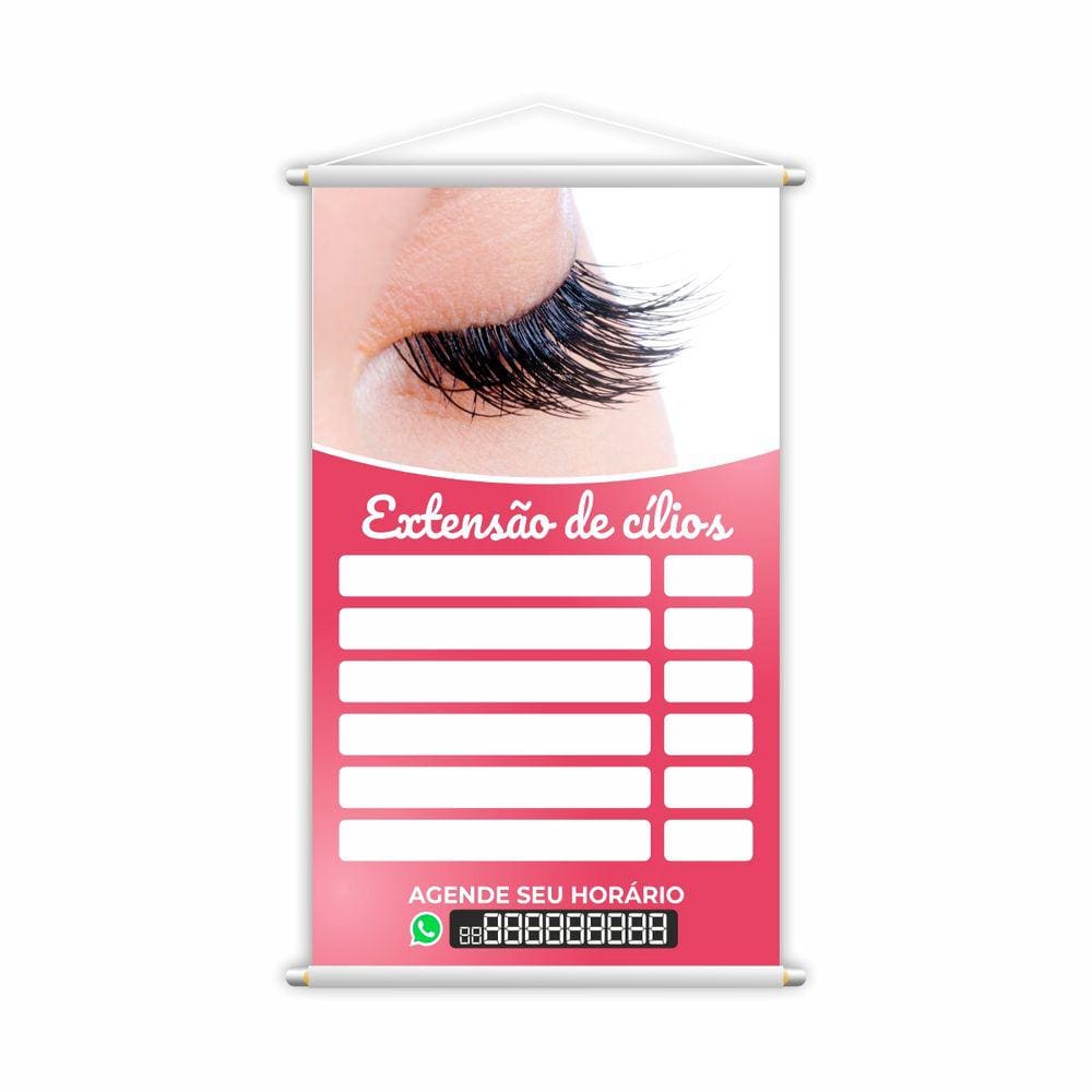 Banner Extensão de Cílios Preço Contato Salão 60x40cm