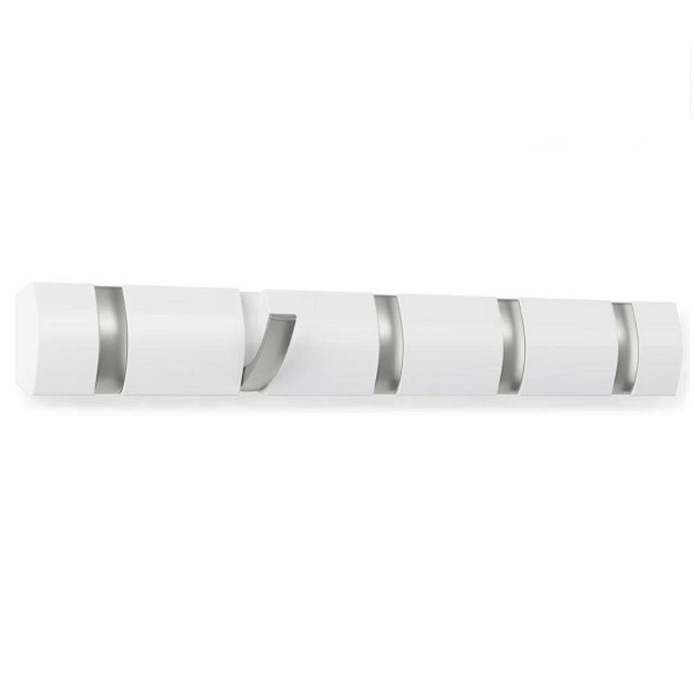 Cabides Cabideiro Retratil Branco 5 Gancho Suspenso Parede UMBRA