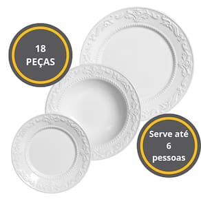 Jogo Aparelho Jantar Acanthus Branco Porto Brasil Kit 18 Pçs