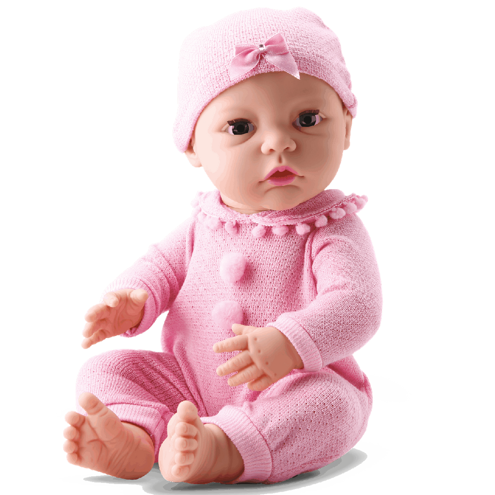 Boneca Bebê Newborn Little Faz Xixi Macacão Rosa - Divertoys