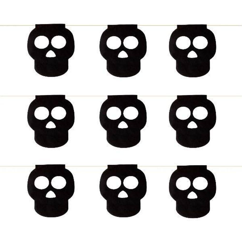 Kit Bandeirinha Halloween Caveira Preto 10 Pacotes 5 Metros