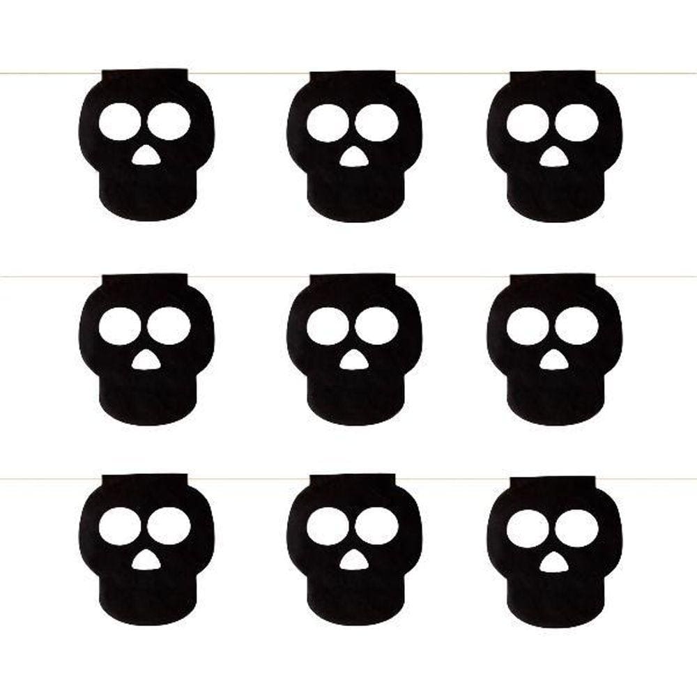 Kit Bandeirinha Halloween Caveira Preto 10 Pacotes 5 Metros