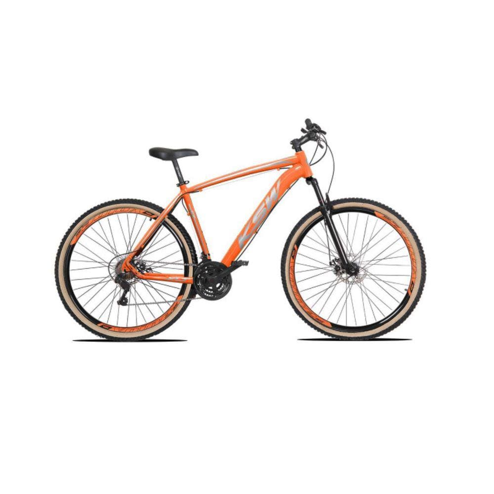 Bicicleta Aro 29 Ksw Xlt 24v Freio a Disco Garfo Com Suspensão Mtb 29 Alumínio Pneu com Faixa Bege - Laranja