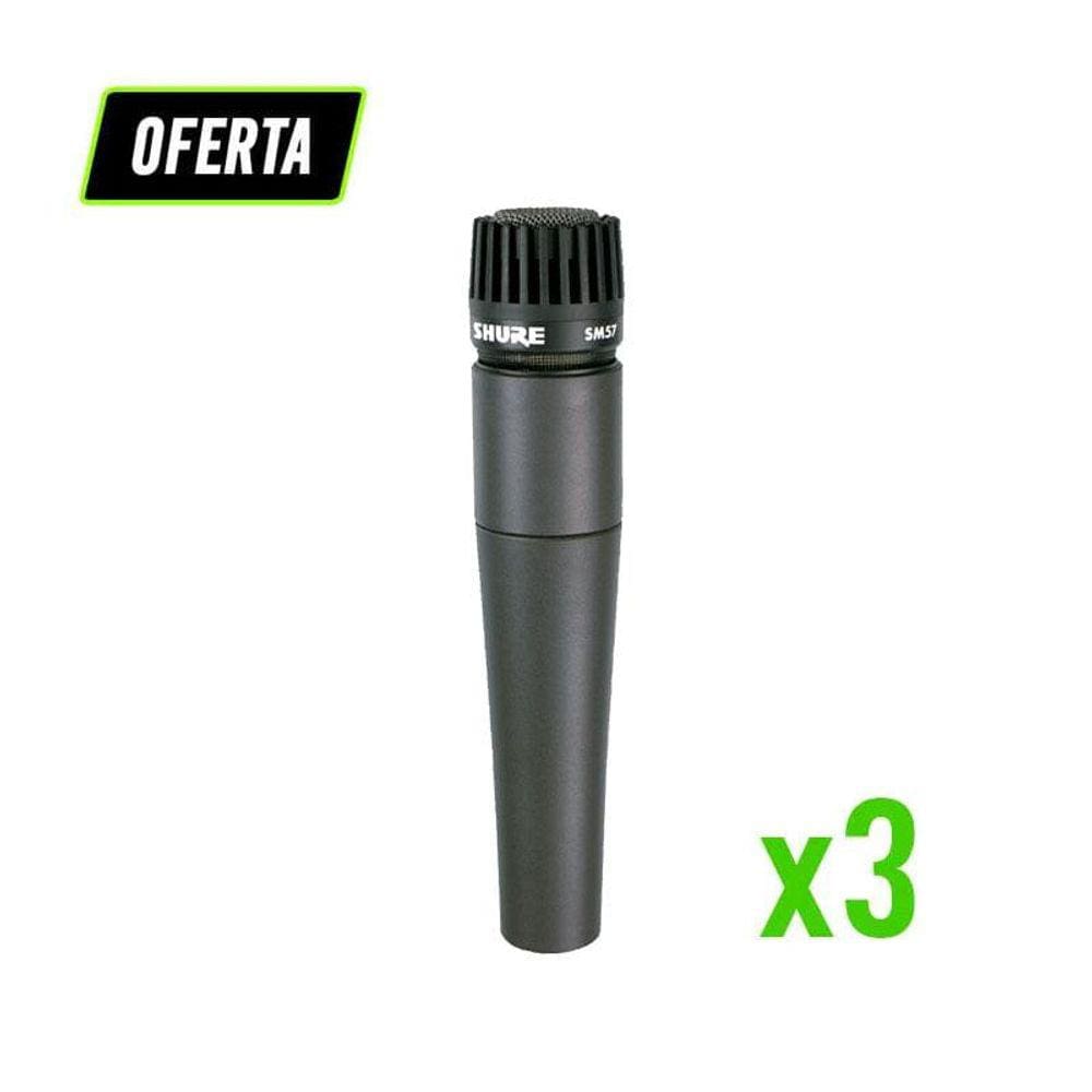 Kit 3 Microfones Instrumento Profissional Shure SM57-LC