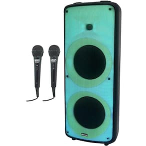 Caixa Som Amplificada Bateria Bluetooth 2000W Rms Show de Led Amvox Aca 2000 Party Vox + 2 Microfone