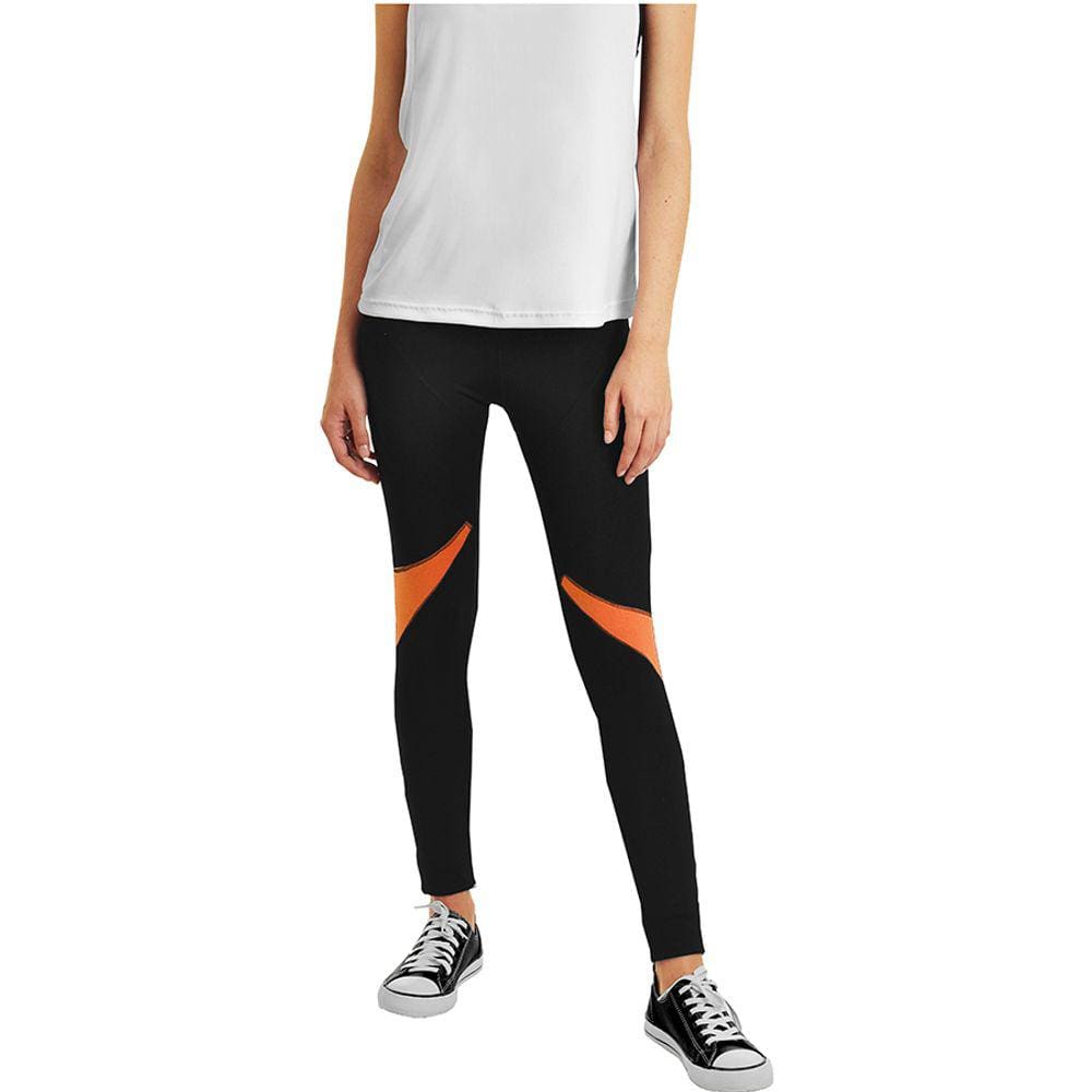 Calça Legging Fitness Detalhe Laranja em Power Suplex