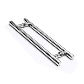 Puxador H Tubular Inox Duplo Porta De Madeira 30Cm Cromado