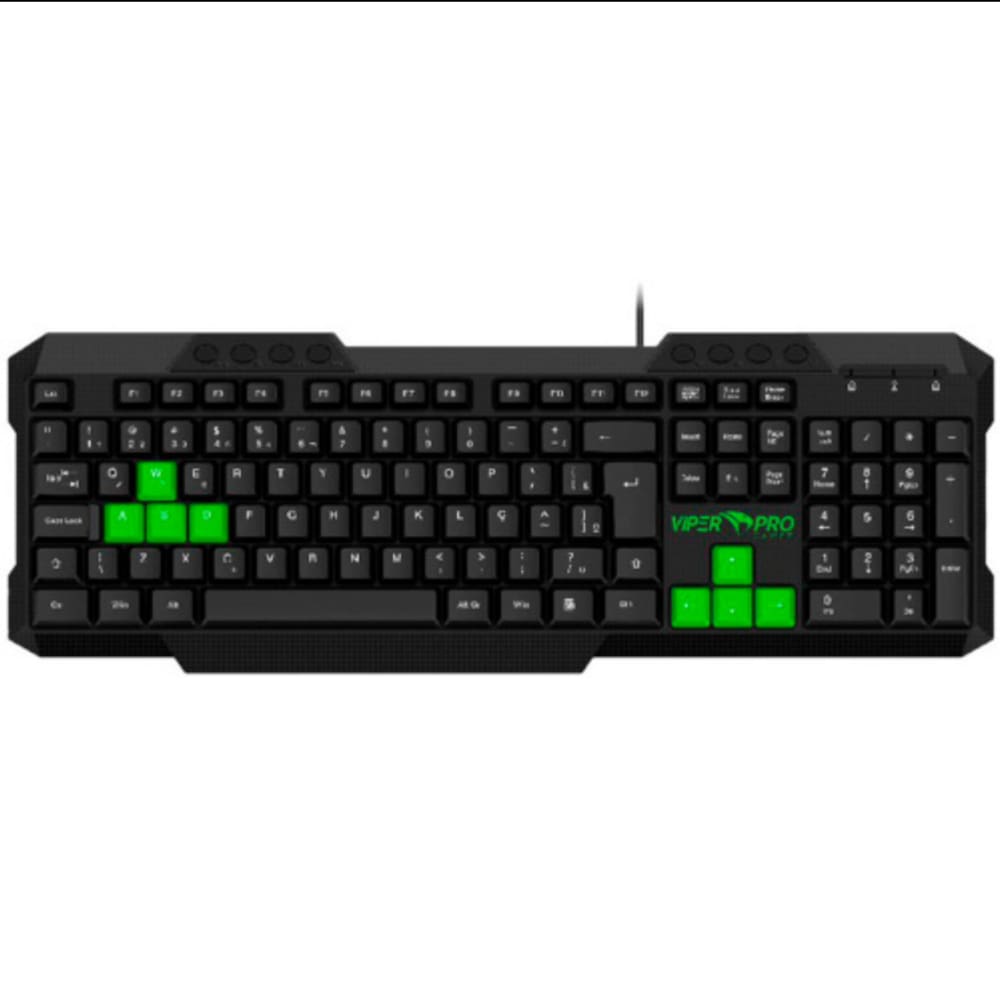 Teclado Gamer Viper PRO Standard PYTHON - 407  PRETO/VERDE  Bivolt