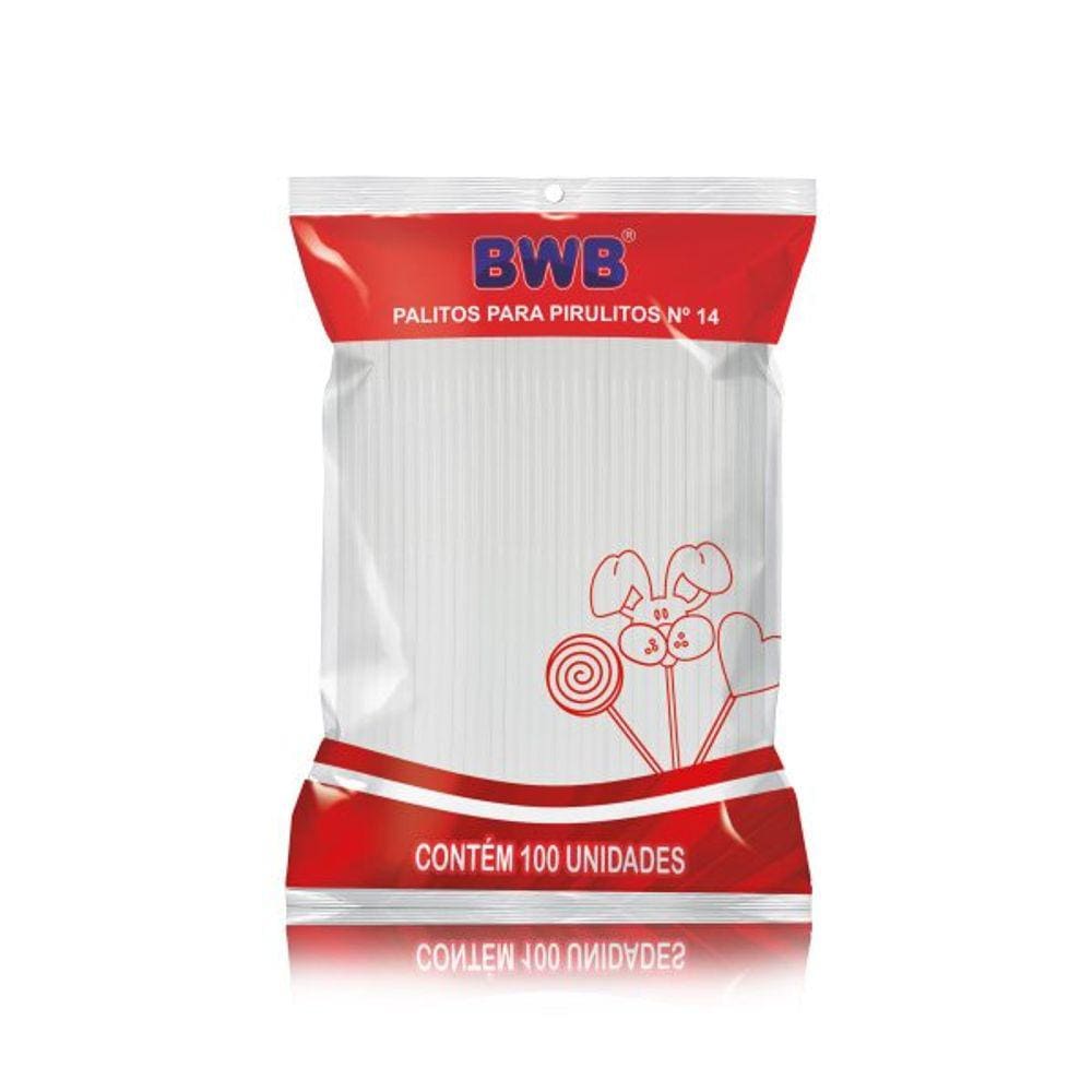 Palitos Pirulito Medio Branco C/100 Bwb