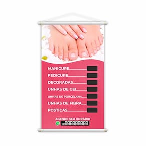 Banner Manicure e Pedicure Unha Art Nail Design 80x50cm