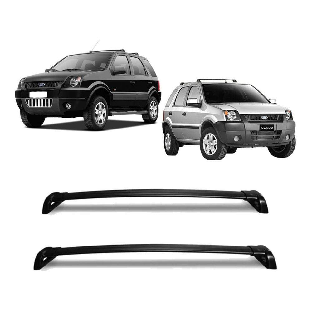 Par Travessas Do Bagageiro Ecosport 2004 Á 2009 Preto Preto