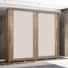 Guarda Roupa Portas de Correr Londres 100% MDF 8 Gavetas com Pés - Lanza