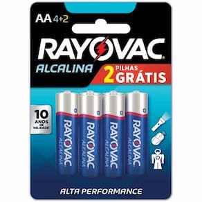 Pilha Rayovac Alcalina AA Pequena 1,5V 06 Unidade