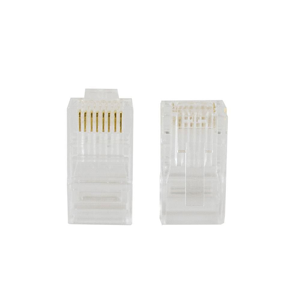 Plugue RJ-45 EVUS CAT5E UTP 8X8 Transparente Pacote com 100