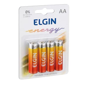 Pilha ZINCO-CARVAO ELGIN AA 1.5V Blister com 4 Unidades